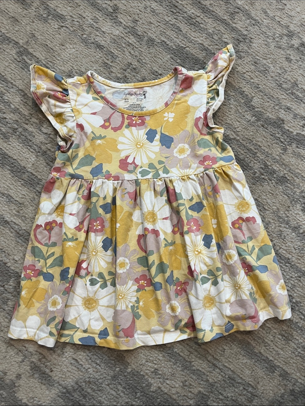 Cynthia Rowley Girls Floral Ruffle-Sleeve Tunic - Yellow Multi